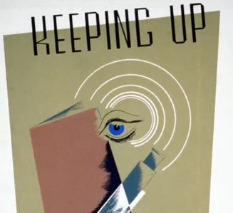 a poster of an artwork captioned 'keeping up'