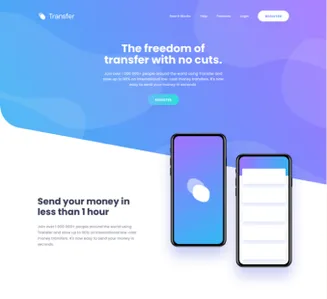 a screenshot of the transfer landing page emphasizing the speed of their transactions with the low cost of their services