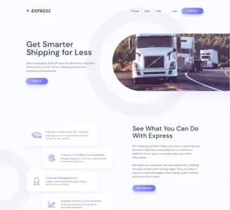 a screenshot of the express landing page highlighting the advantages of the shipping service